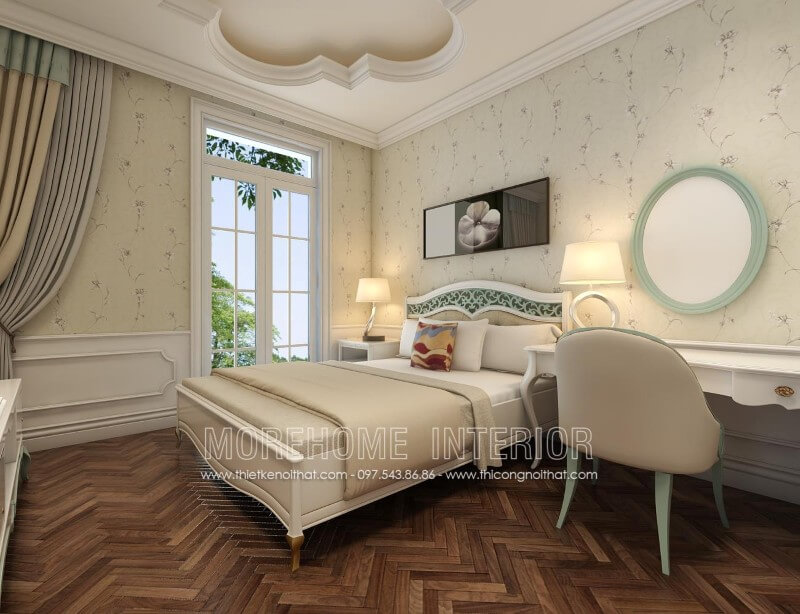 Giường ngủ biệt thự tân cổ điển Giường ngủ biệt thự tân cổ điển