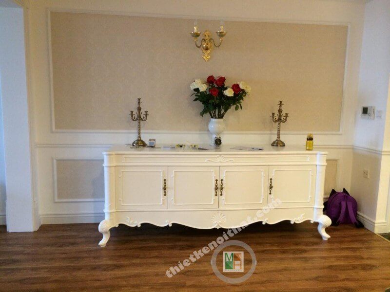Kệ trang trí phong cách tân cổ điển cho phòng khách chung cư Mandarin Garden Hòa Phát